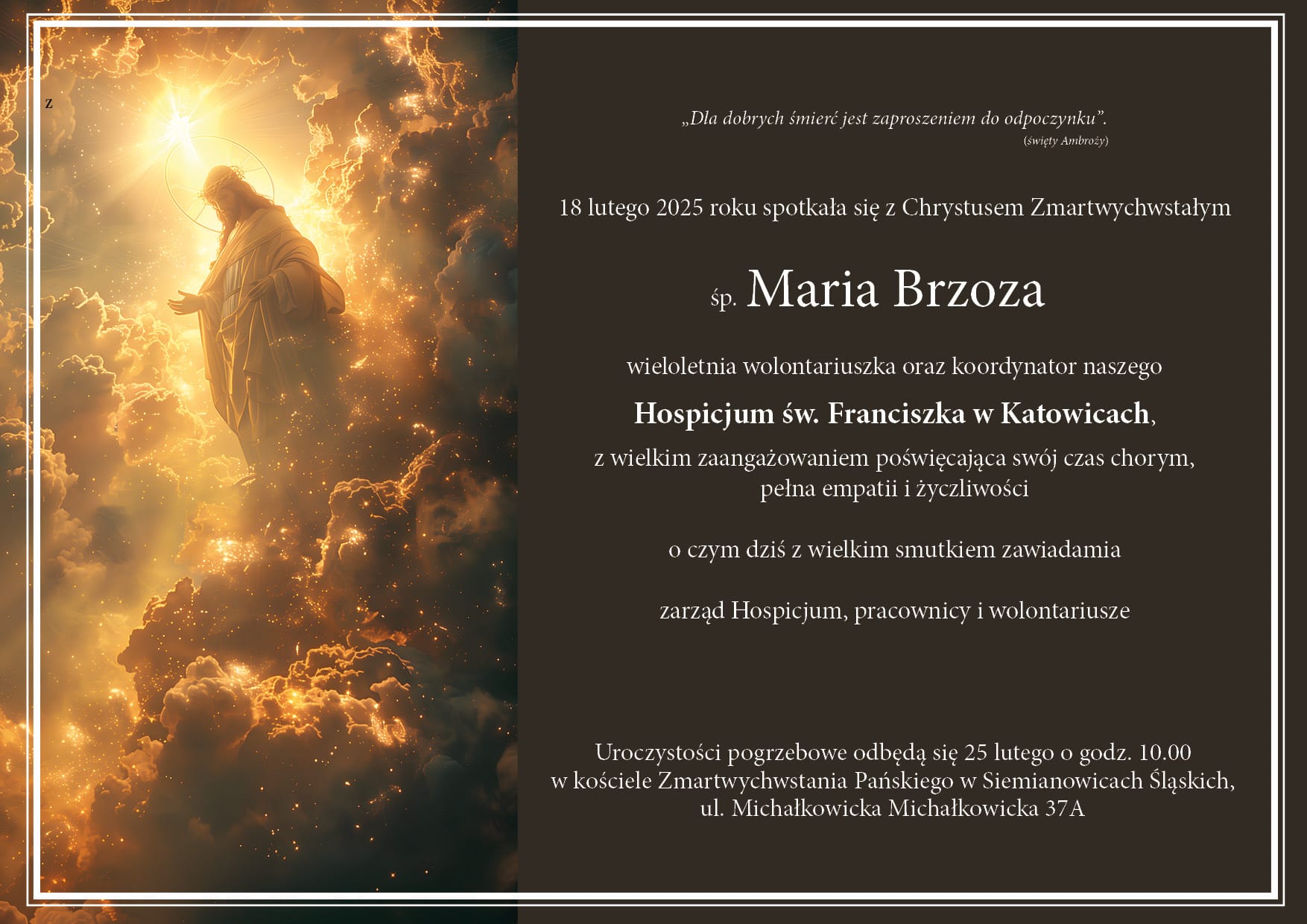 nekrolog śp. Maria Brzoza